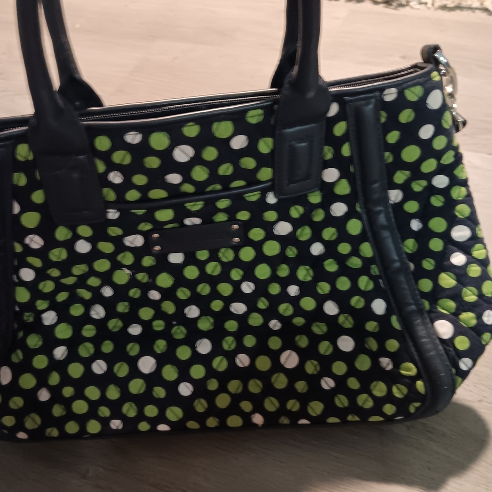 Vera Bradley Stylish Black and Green Polka Dot Women's Bag
